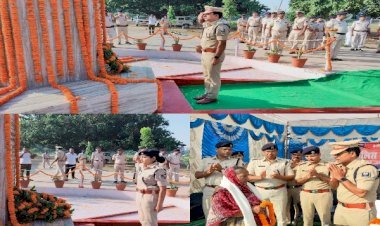 आरा : पुलिस संस्मरण दिवस पर शहीदों को किया गया नमन, शहीद स्मारक पर पुष्प अर्पित कर दी गयी सलामी...
