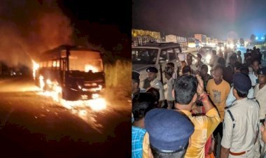 आरा : बस ने 3 लोगों को रौंदा, एक की मौत, गुस्से में लोगों ने गाड़ी को लगाई आग...